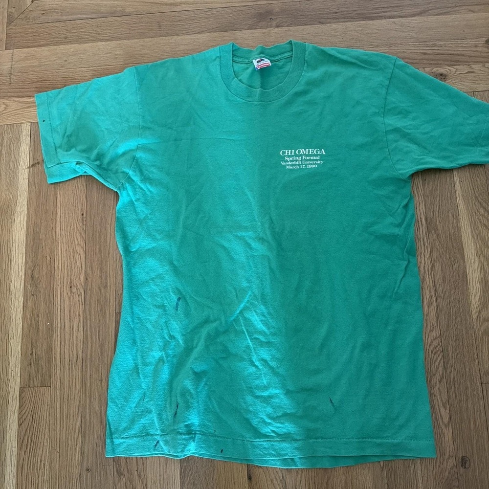 Vanderbilt University 1990 Chi Omega Spring‎ Formal T-Shirt Size XL Light Stains